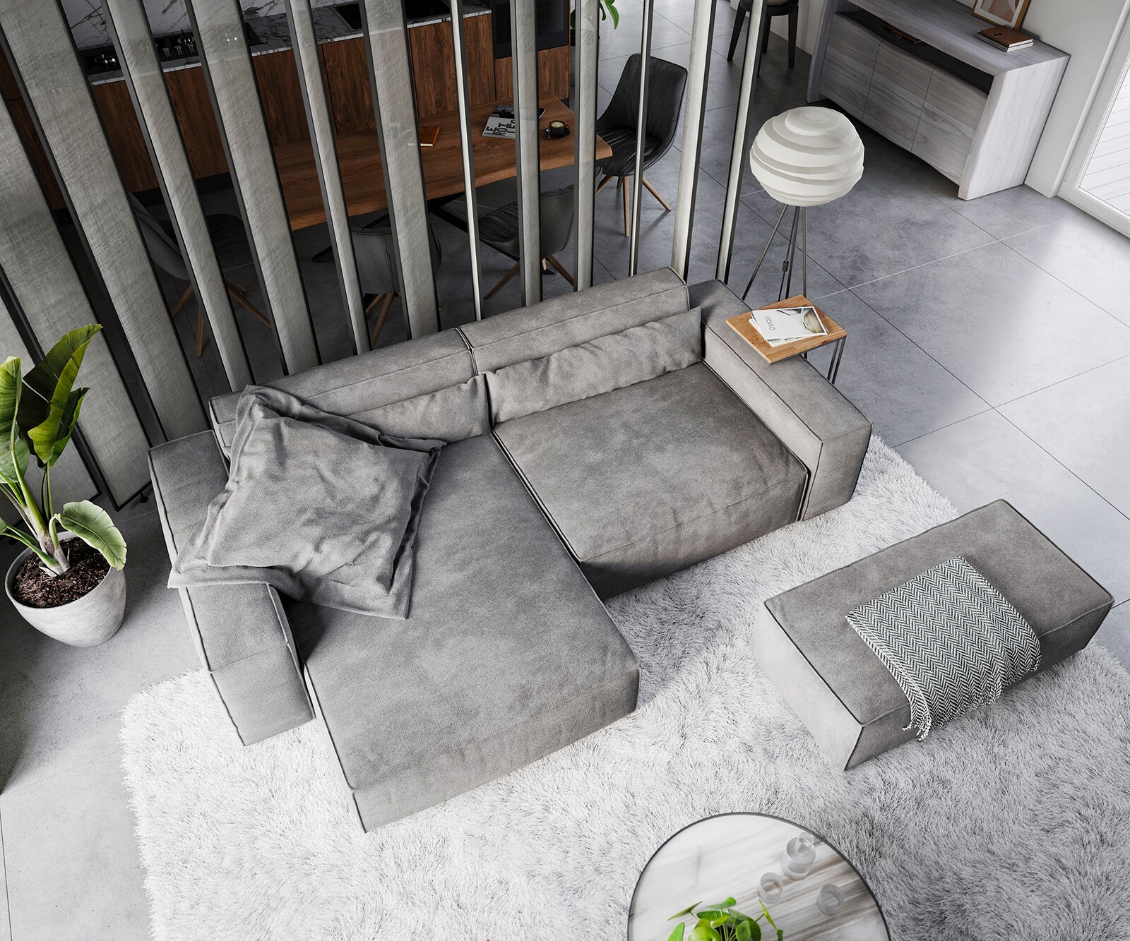 Hoekbank Sirpio XL 270x170 cm microvezel taupe recamiere variabele met kruk 3