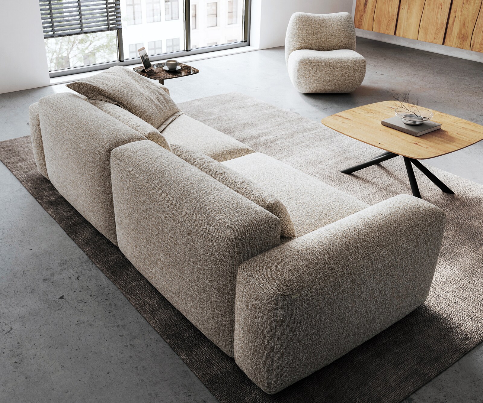 Grote bank Freestyle Pure 280x110 cm Geweven stof zacht beige 3