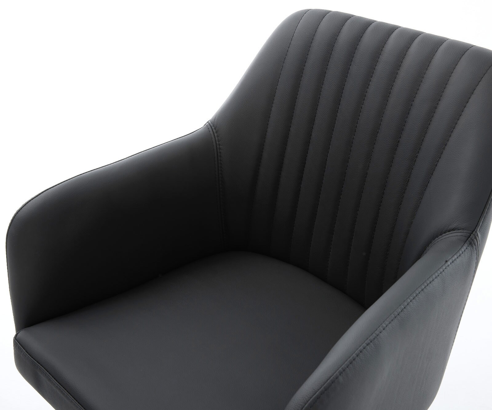 Draaistoel Greg-Flex echt leer zwart kruisframe breed roestvrij staal 360° draaibaar rocker-functie pocketveer kern 4