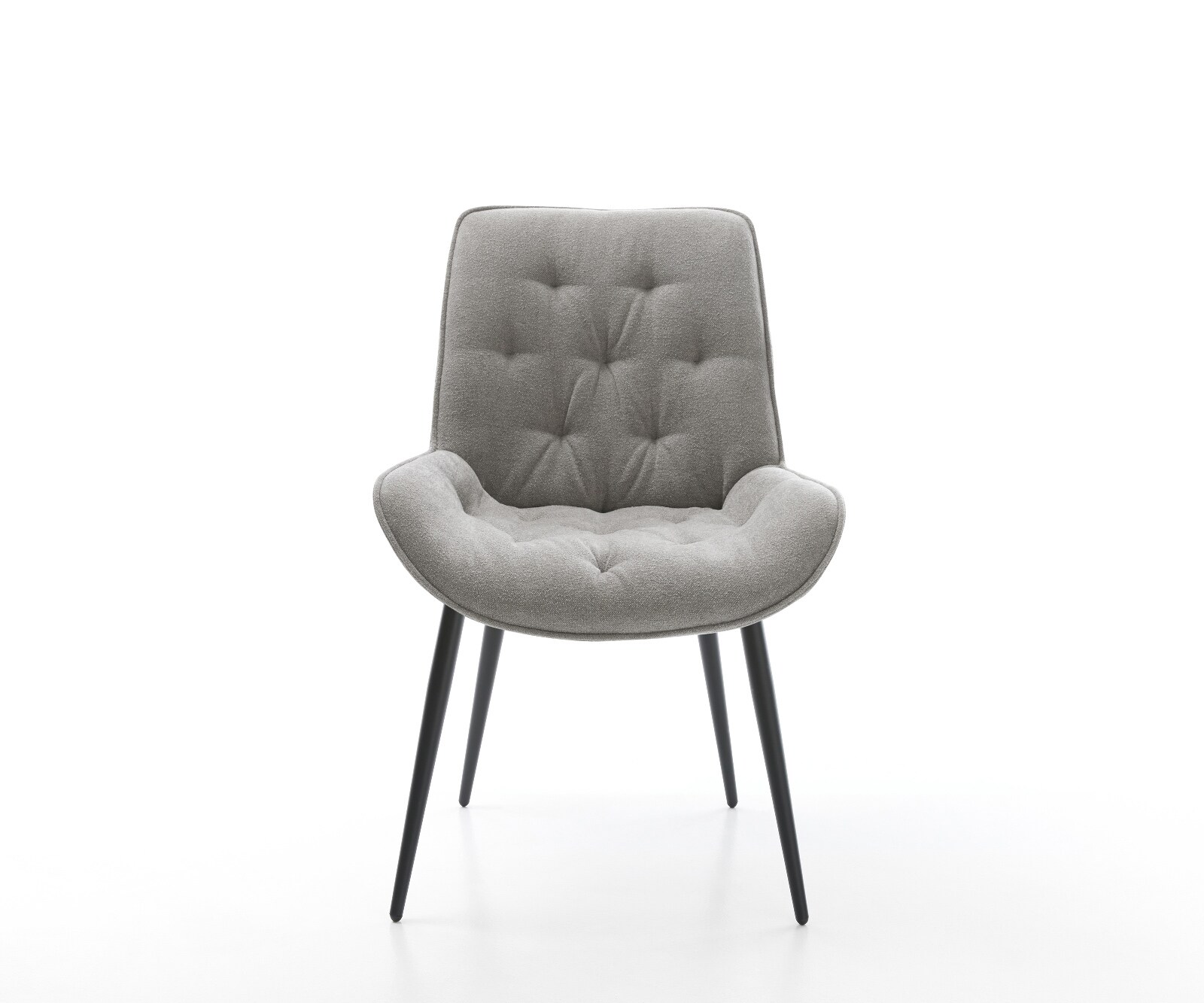 Eetkamerstoel Taimi-Flex zachte stof met structuur grijs 4-poot conisch zwart 2