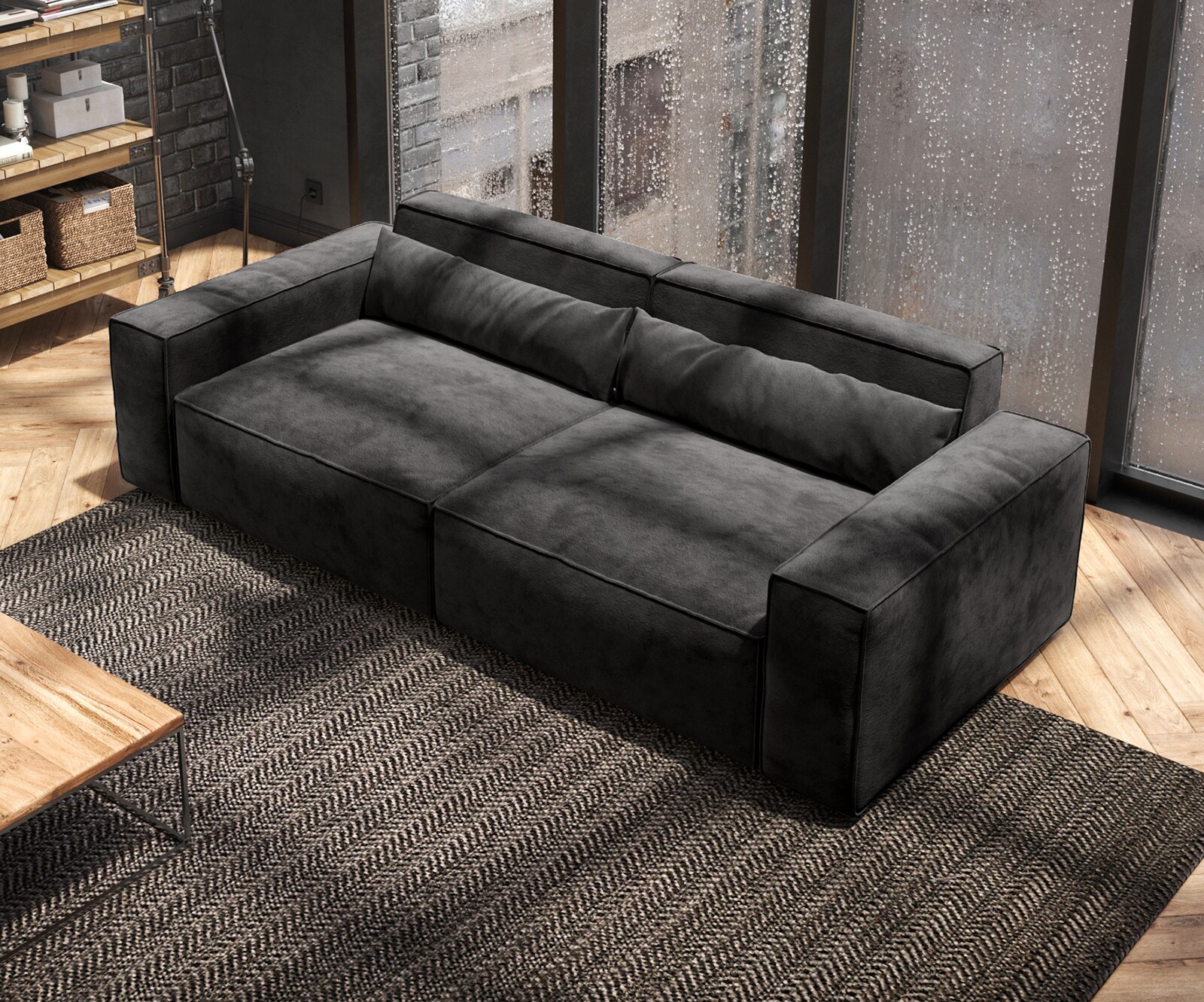 Grote bank Sirpio 230x95 cm microvezel zwart 3