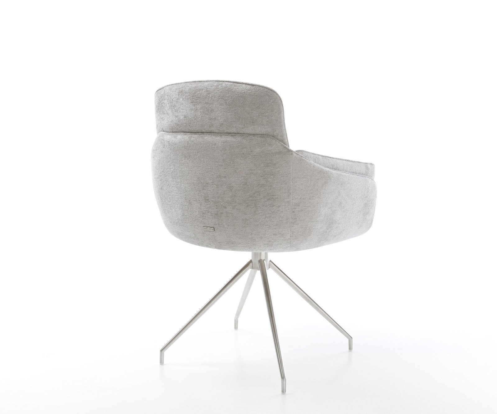 Draaistoel Luan-Flex met armleuning chenille zilver grijs kruisframe conisch roestvrij staal 180° draaibaar 4 Draaistoel Luan-Flex met armleuning chenille zilver grijs kruisframe conisch roestvrij staal 180° draaibaar 4