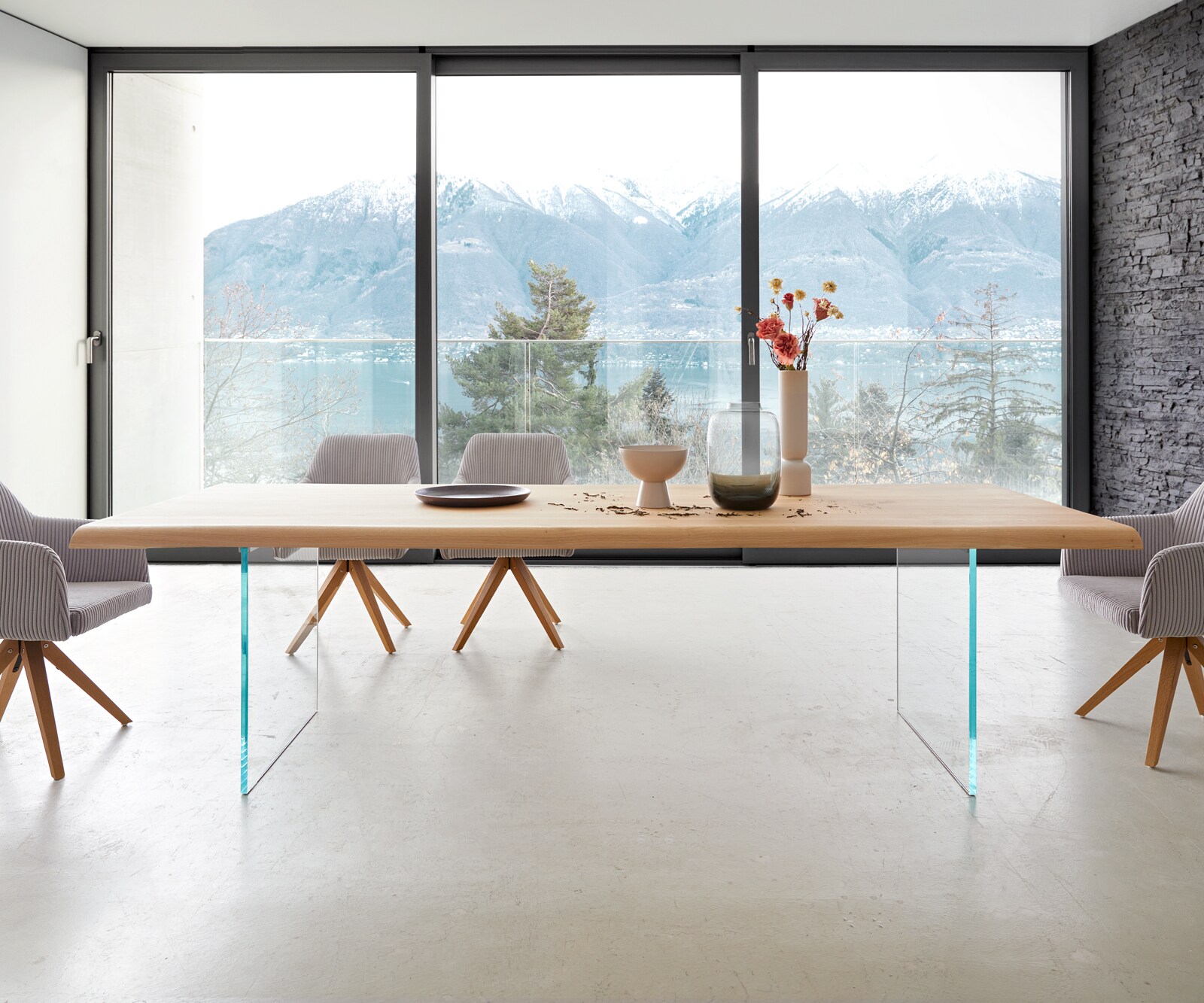 Eettafel Edge 260x100 eiken natuur glas Live-Edge 1