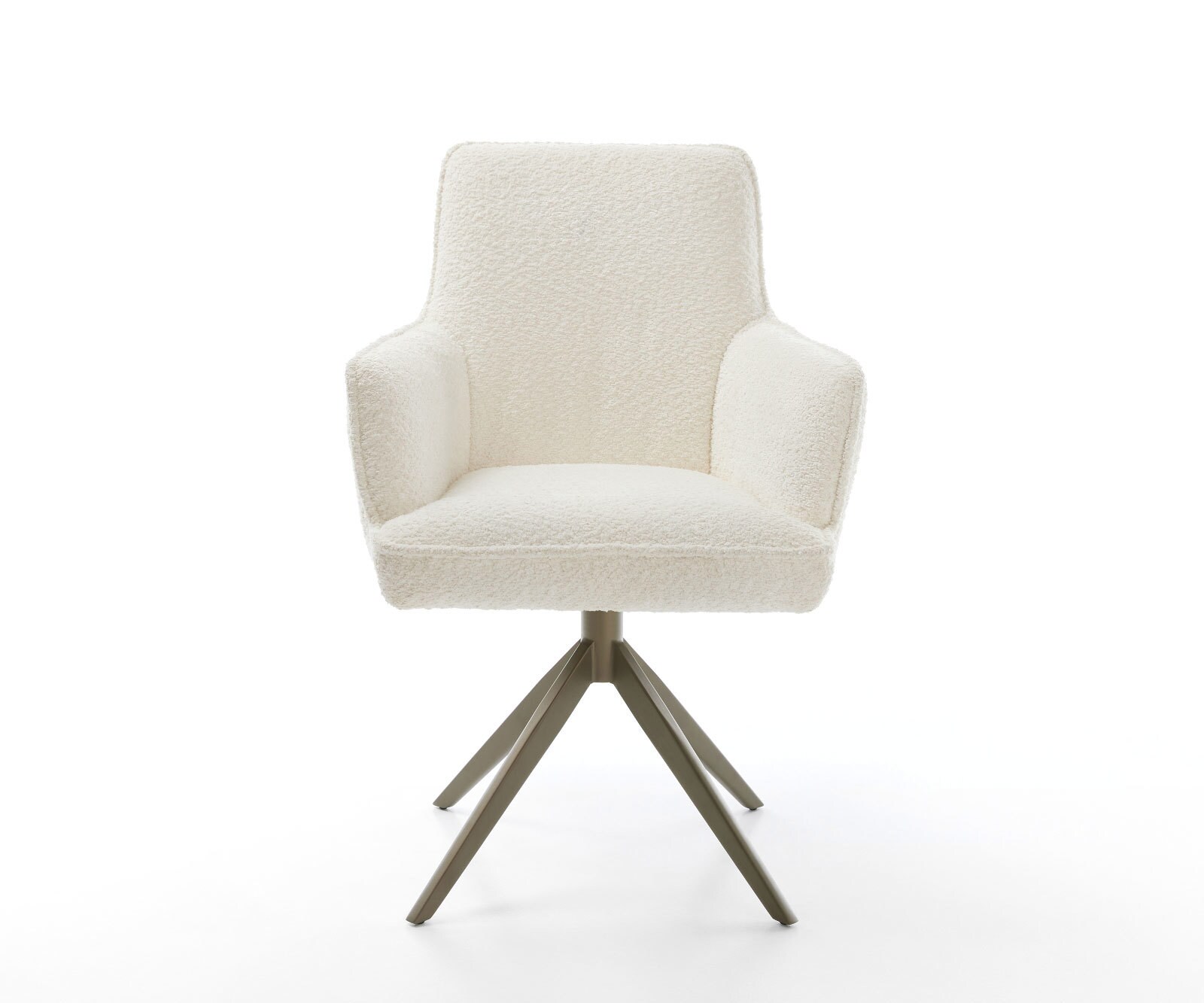 Draaistoel Heira-Flex met armleuning bouclé wit kruisframe breed afwerking met titanium 360° draaibaar rocker-functie pocketveer kern 1