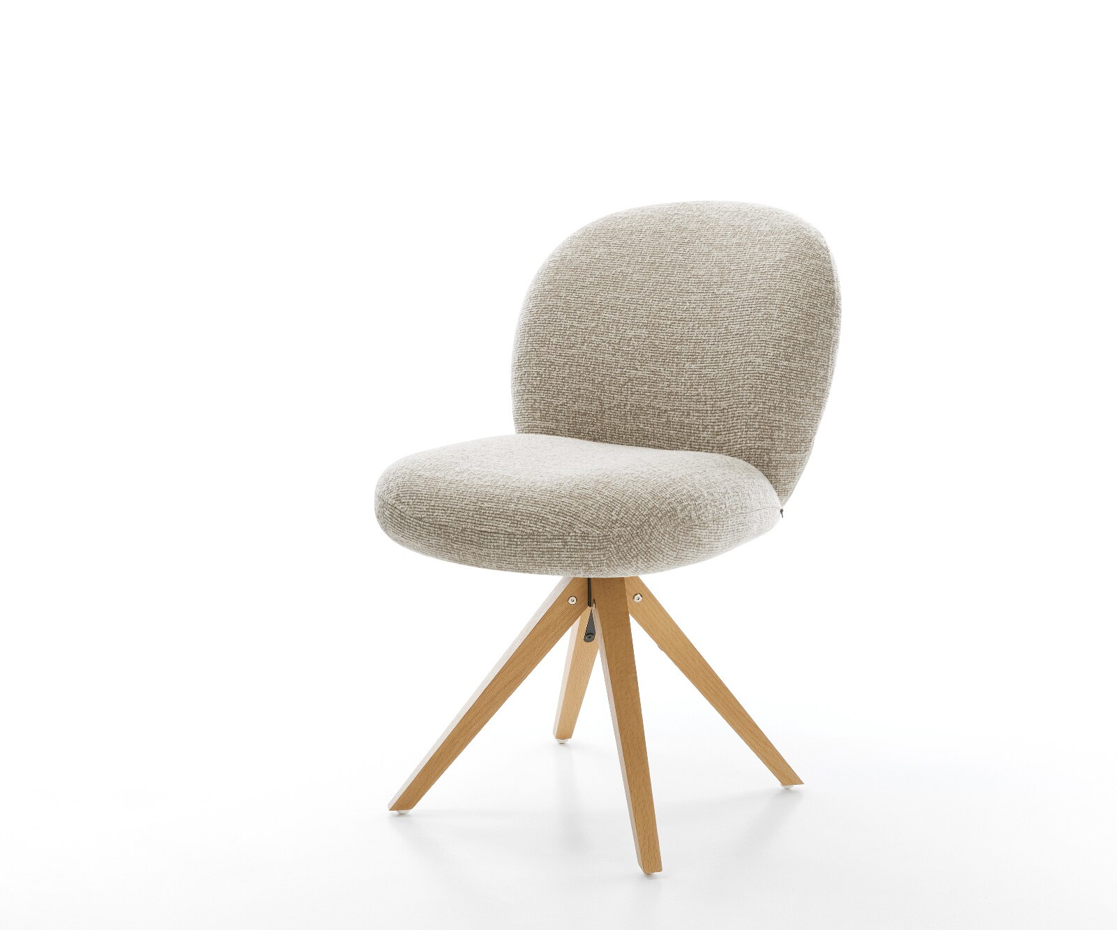 Draaistoel Nube-Flex geweven stof beige houten frame hoekig natuur 180° draaibaar pocketveer kern 1