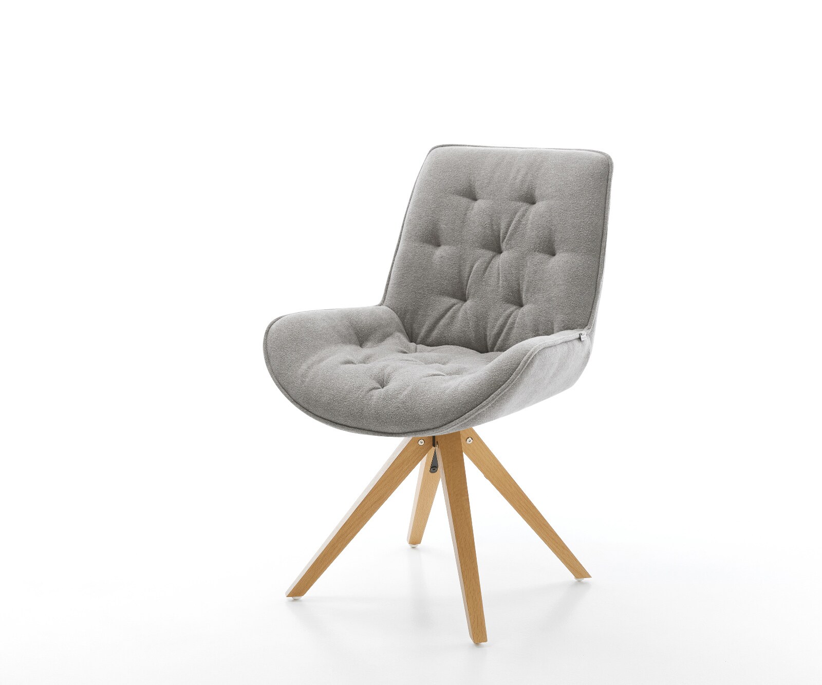 Draaistoel Taimi-Flex zachte stof met structuur grijs houten frame hoekig natuur 180° draaibaar 1