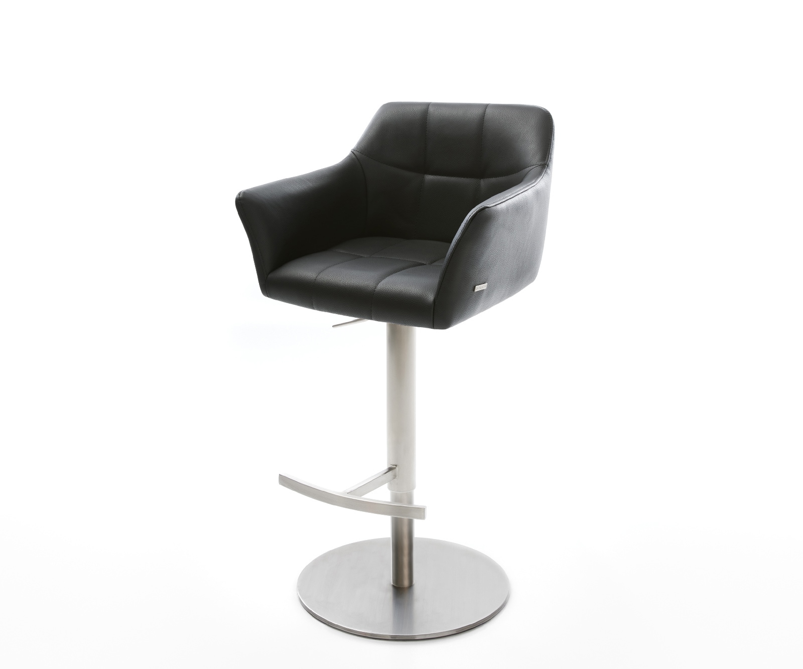 Barstoel Yulo-Flex echt leer zwart draaivoet hoogte verstelbaar roestvrij staal Barstoel Yulo-Flex echt leer zwart draaivoet hoogte verstelbaar roestvrij staal