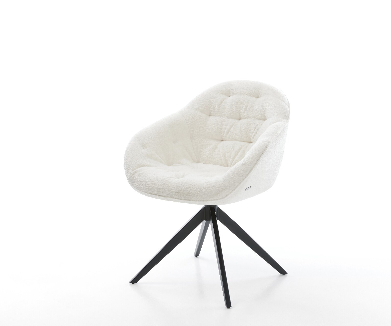 Draaistoel Gaio-Flex bouclé zacht beige kruisframe breed zwart 360° draaibaar rocker-functie