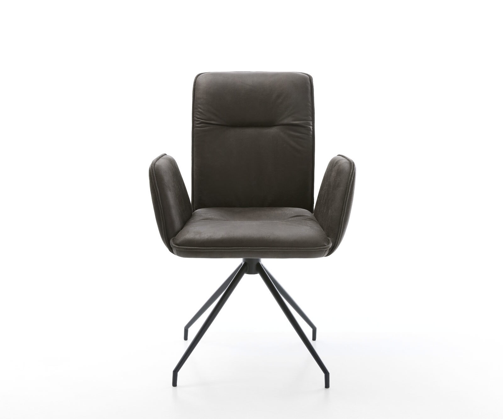 Eetkamerstoel Vinja-Flex microvelours antraciet vintage kruisframe conisch zwart 1 Eetkamerstoel Vinja-Flex microvelours antraciet vintage kruisframe conisch zwart 1