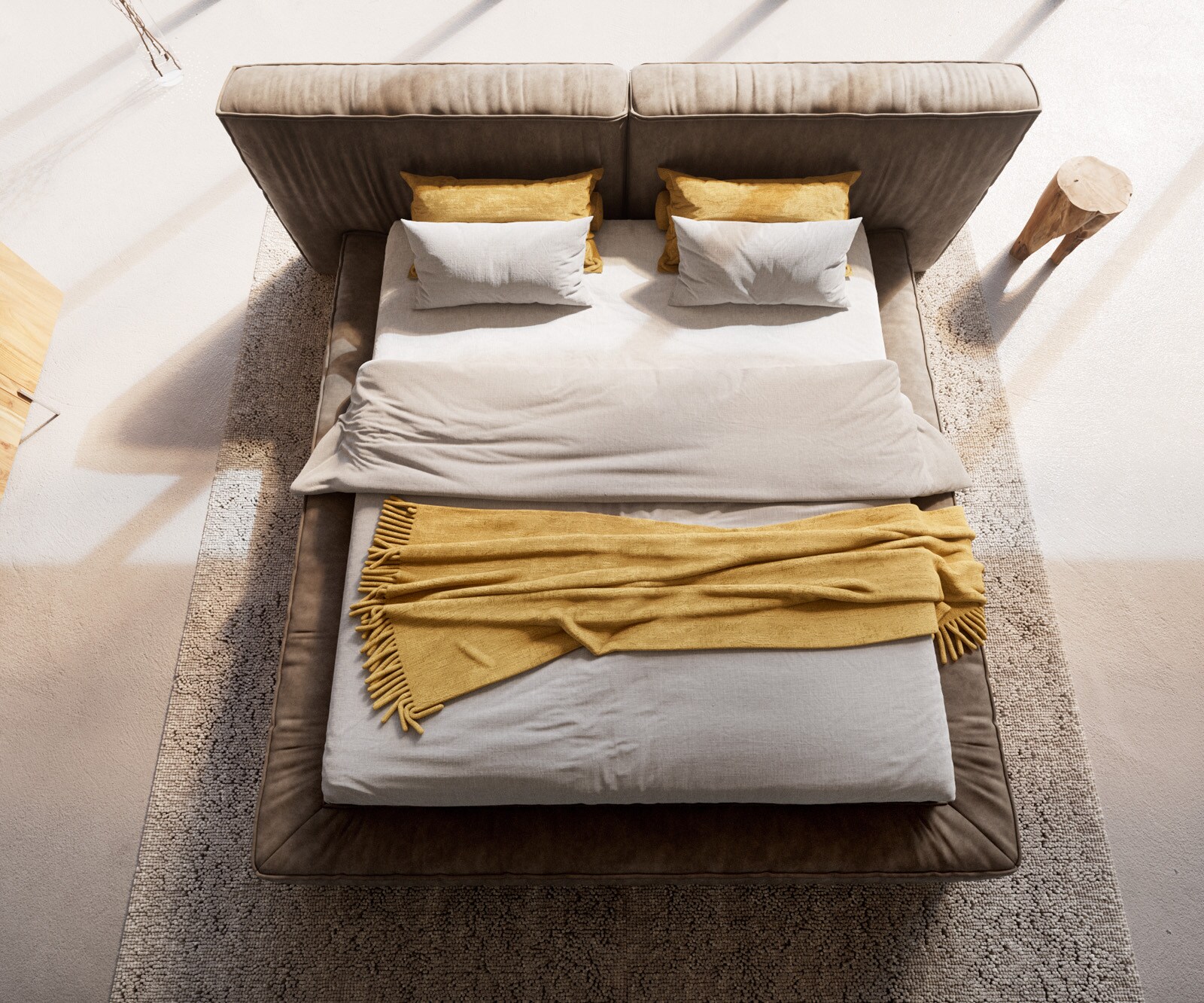 Gestoffeerd-bedframe Coperti  180x200 cm microvezel taupe vintage 5