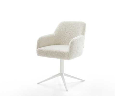 Draaistoel Greg-Flex teddy beige kruispoot wit 360° draaibaar rocker-functie pocketveer kern