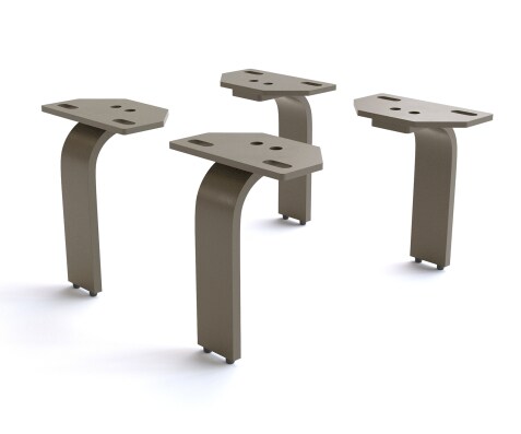 Poot L-vorm metaal effectafwerking titanium 15 cm voor alle meubeltypen (set van 4)