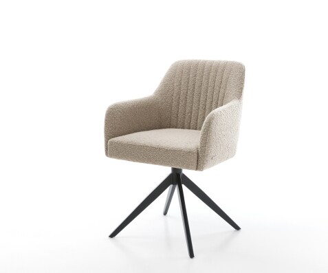 Draaistoel Greg-Flex bouclé mud kruisframe breed zwart 360° draaibaar rocker-functie pocketveer kern