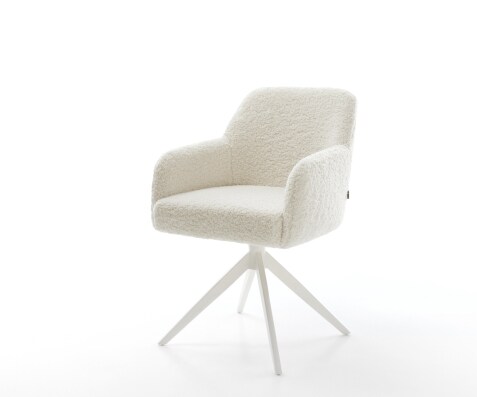 Draaistoel Greg-Flex teddy beige kruisframe breed wit 360° draaibaar rocker-functie pocketveer kern