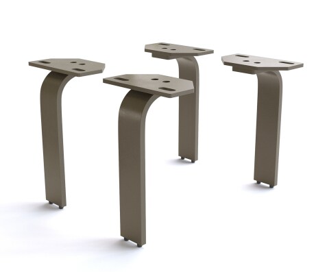 Poot L-vorm metaal effectafwerking titanium 20 cm voor alle meubeltypen (set van 4)