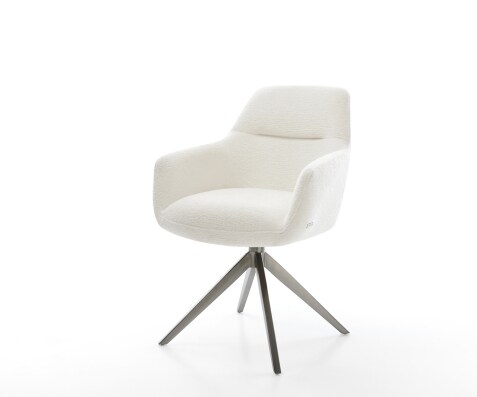 Draaistoel Pejo-Flex bouclé zacht beige kruisframe breed grafiet 360° draaibaar rocker-functie pocketveer kern