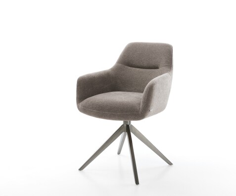 Draaistoel Pejo-Flex zachte stof met structuur taupe kruisframe breed grafiet 360° draaibaar rocker-functie pocketveer kern