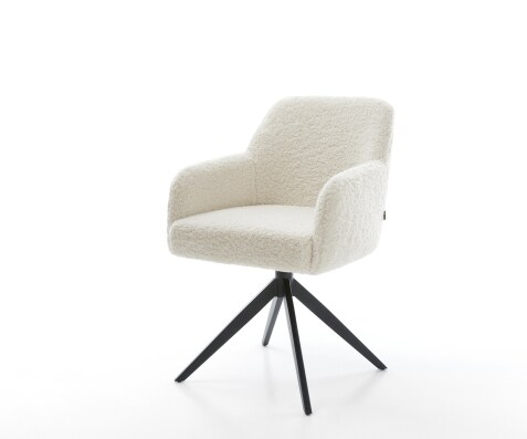 Draaistoel Greg-Flex teddy beige kruisframe breed zwart 360° draaibaar rocker-functie pocketveer kern