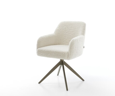 Draaistoel Greg-Flex teddy beige kruisframe breed afwerking met titanium 360° draaibaar rocker-functie pocketveer kern