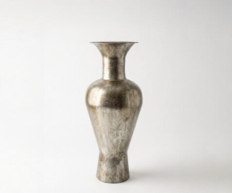 Vaas Medora B25 x D25 x H60 cm Metaal Platin Aurum Handgemaakt
