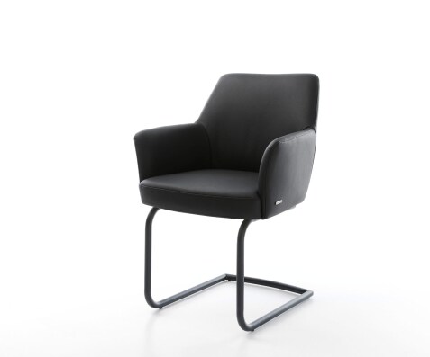 Sledemodel Xana-Flex met armleuning echt leer zwart sledemodel rond zwart pocketveer kern