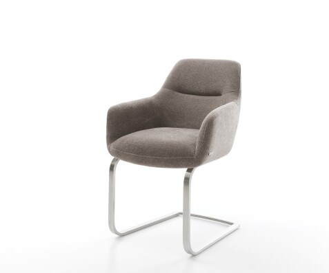 Sledemodel Pejo-Flex zachte stof met structuur taupe sledemodel vlak roestvrij staal pocketveer kern