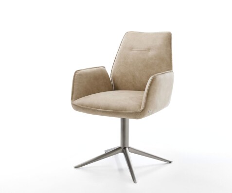Draaistoel Zoa-Flex microvelours beige vintage kruispoot grafiet 360° draaibaar rocker-functie pocketveer kern