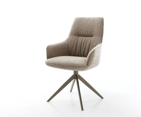 Draaistoel Zelia-Flex met armleuning bouclé mud kruisframe breed afwerking met titanium 360° draaibaar rocker-functie pocketveer kern