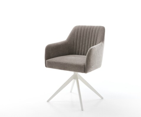 Draaistoel Greg-Flex zachte stof met structuur taupe kruisframe breed wit 360° draaibaar rocker-functie pocketveer kern