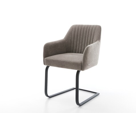 Sledemodel Greg-Flex zachte stof met structuur taupe sledemodel vlak zwart pocketveer kern