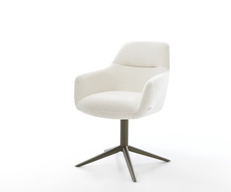 Draaistoel Pejo-Flex bouclé zacht beige kruispoot afwerking met titanium 360° draaibaar rocker-functie pocketveer kern