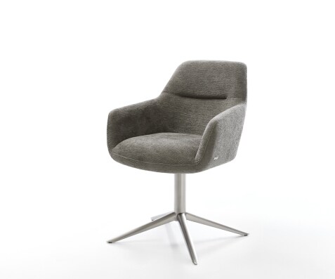 Draaistoel Pejo-Flex bouclé zacht mud kruispoot roestvrij staal 360° draaibaar rocker-functie pocketveer kern